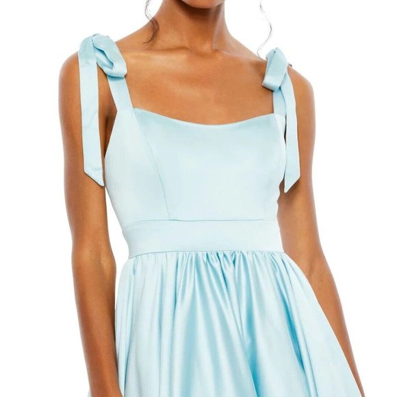 NWT MAC DUGGAL TIE SHOULDER SWEETHEART GOWN POCKETS POWDER BLUE 10 67981 - Picture 2 of 5